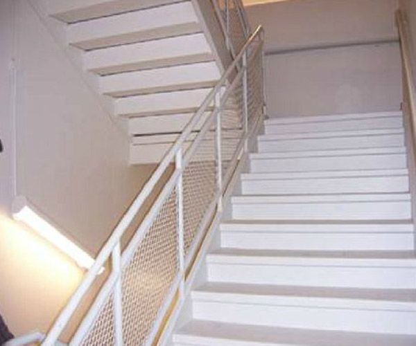 stairs with steel hand rails